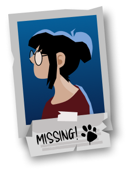 A missing-person poster for Maya, the puppies' owner